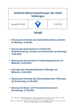 2025/34 Amtliche Bekanntmachungen der Stadt Völklingen