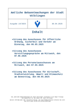 2025/19 Amtliche Bekanntmachungen der Stadt Völklingen