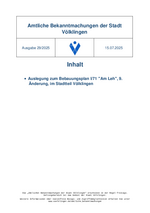 2025/29 Amtliche Bekanntmachungen der Stadt Völklingen