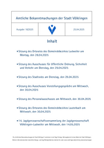 2025/18 Amtliche Bekanntmachungen der Stadt Völklingen